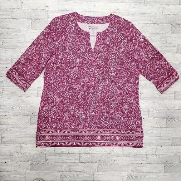 Coolibar St. Lucia Tunic Top UPF 50+ 3/4 Sleeve V-Neck Womens XL Beachy Boho - Picture 2 of 12
